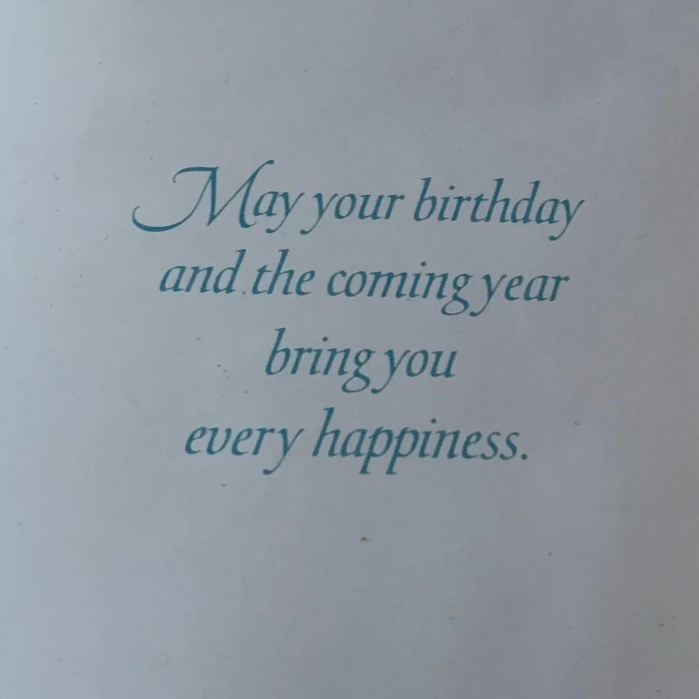 Vintage Unused Ambassador Cards White Embossed Rose & Blue Birthday Card